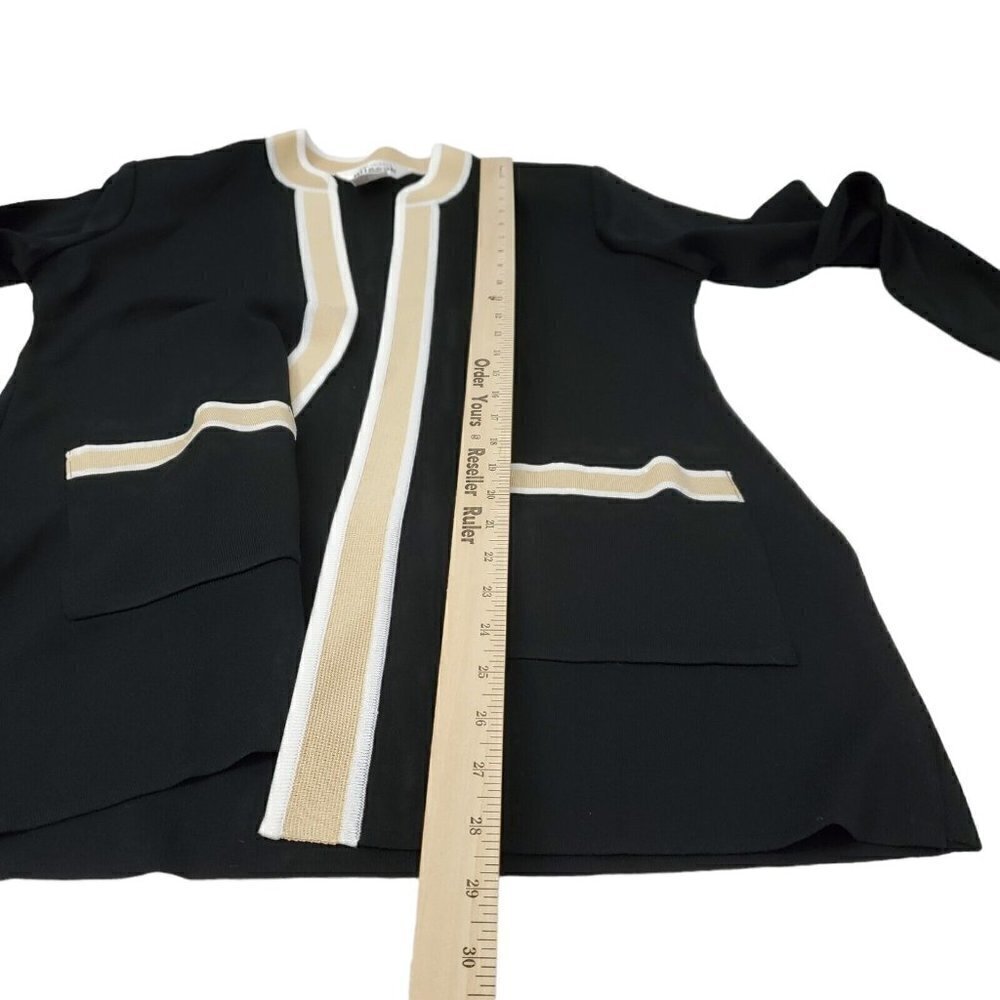 Exclusively Misook Cardigan XS Black Open Front Knit Acrylic Classic Pockets - Picture 9 of 10